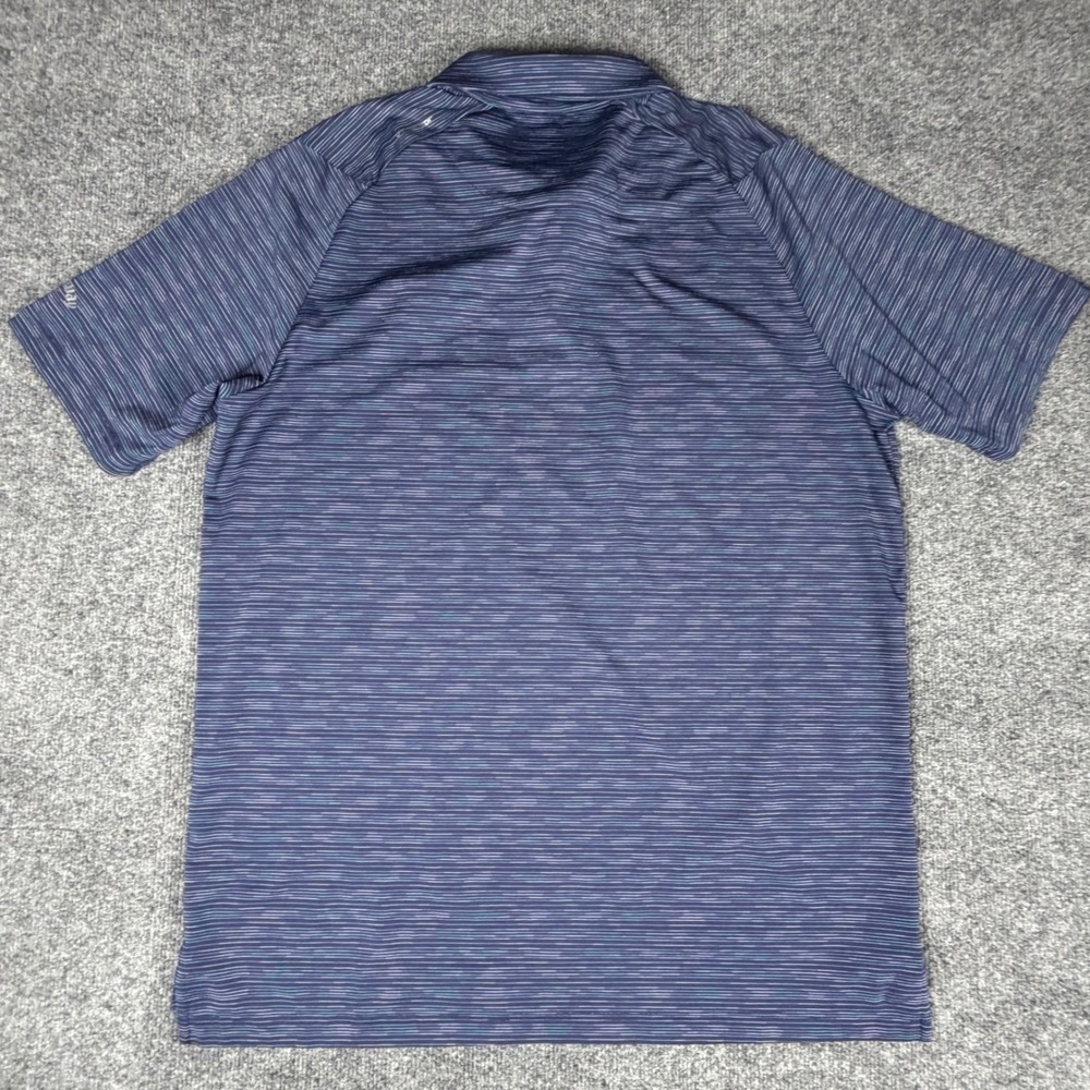 Callaway Opti-Dri Mens Large Navy Blue Teal Striped Golf Polo Shirt Tree